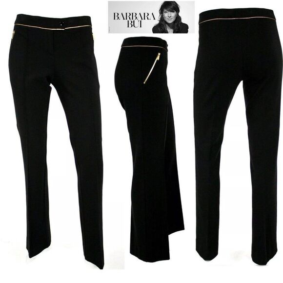 Barbara BUI black crepe & gold waist trim pleated - Picture 1 of 10